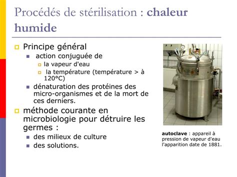 autoclave chaleur humide|Quels sont les différents procédés de st.